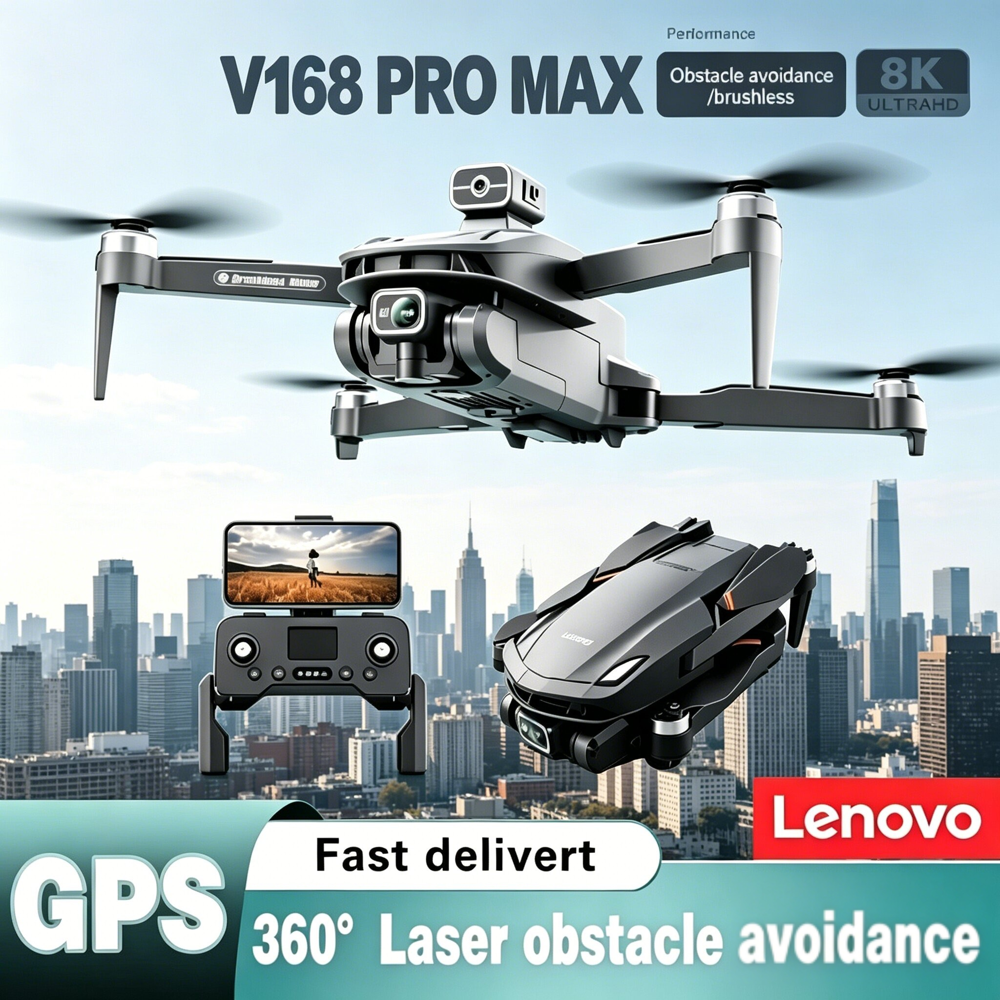 Lenovo V168 Drone 4K Professin - Drone Camera Wide Angle 评论和价格